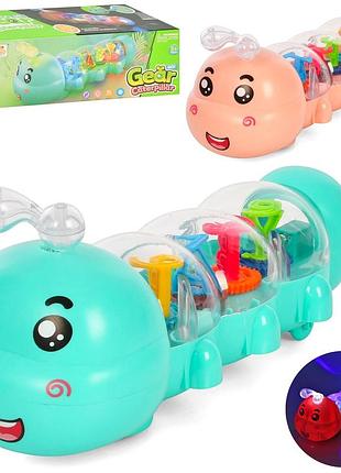 Музыкальная игрушка гусеница, ездящая, шестерни, 2 цвета, музыкальная 6608-19b