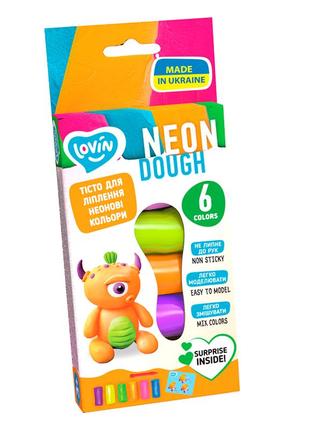 Набір для ліплення з тістом 6 кольорів neon assorted tm lovin(41197)