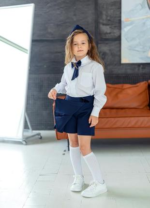 Спідниця-шорти дитяча підліткова, шкільна, темно-синя