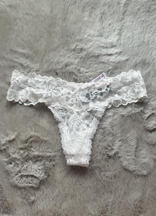 Білі трусики з мереживом victoria’s secret