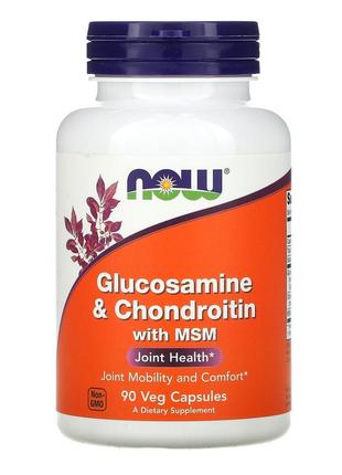 Глюкозамин и хондроитин с msm, 90 капсул now foods
