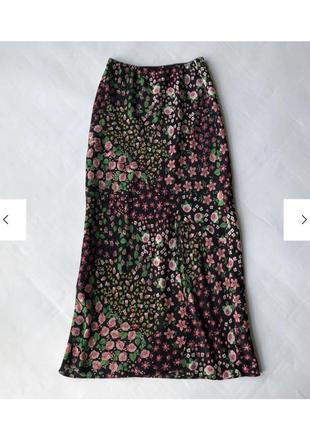 Сатиновая юбка в цветочный принт topshop