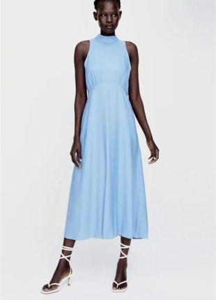 Блакитна сукня льон від zara