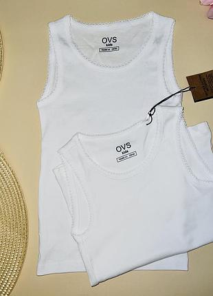 Набір майок білого кольору (2 шт.) для дівчинки 100 % бавовна //  розмір:  ✔ 3/4 роки