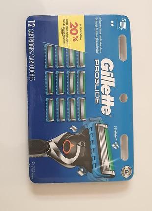 Леза gillette proglide касети з сша для станків fusion. упаковка 12шт. 100% оригінальні картриджі