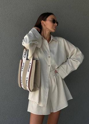 Костюм льон сорочка oversize + шорти 👍