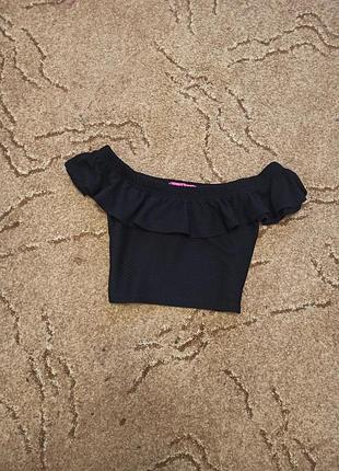 Топ черный рюш