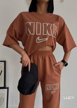 Зручний костюм спортивний nike найк прогулянковий футболка oversize штани на резинці висока посадка