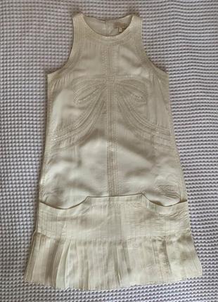 Платье белое из натурального шелка размер хs на рост 162 см