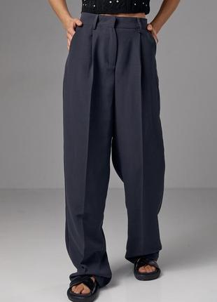 Классические брюки со стрелками прямого кроя - темно-серый цвет, l (есть размеры)