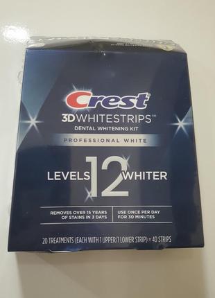 Crest 3d whitestrips professional white ⑫ leveles whiter - відбілюючі смужки з сша