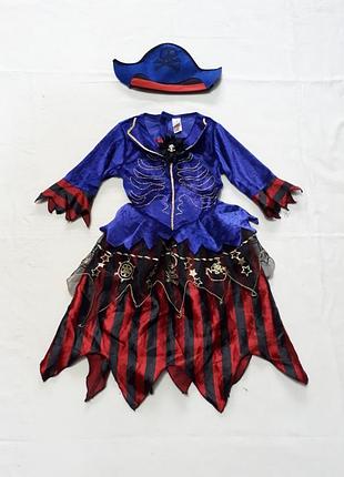 Платье как новая пиратки синяя из бархата на девочку 5-6 лет