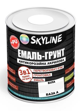 Емаль – грунт 3 в 1 акрил-поліуретанова шовковисто-матова skyline біла 0,9 кг