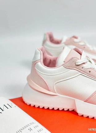 ▪️white pink sneakers woman жіночі нові білі рожеві розові кросівки-снікерси  демісезонні весна літо осінь шкіряні (еко шкіра) 36 37 38 39 40 розмір