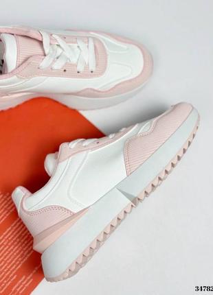 ▪️white pink sneakers woman женские новые белые розовые кроссовки-сникерсы демисезонные весна лето осень кожаные (эко кожа) 36 37 38 39 40 размер