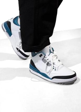 Кроссовки nike air jordan 3 retro white/blue/black