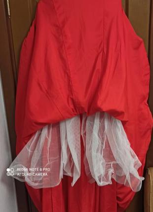 Длинное вечернее нарядное красное атласное платье р.44-46, м, пог 38 см***9 фото