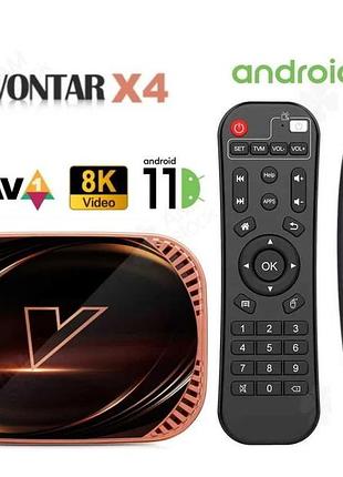 Tv box vontar x4 4/64 gb amlogic s905x4 av1 смарт тв приставка