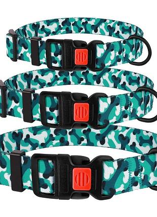 Ошейник для собак bronzedog urban косточка нейлоновый с пластиковой пряжкой бирюзовый l