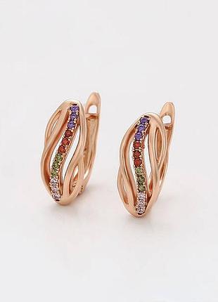 Позолоченные серьги разноцветные камни медицинское золото позолоченное серьги разноцветные камены медзолото