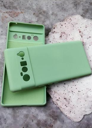 Google pixel 6 pro чохол силіконовий мікрофібра silicone case grass green