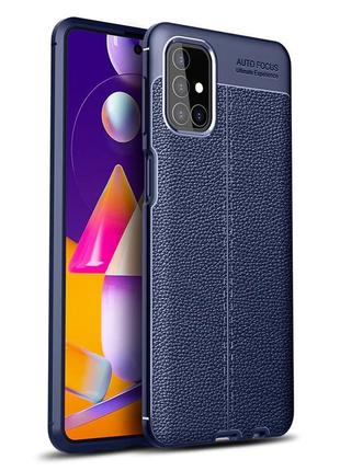Шкіряний захисний чохол dermatoglyph для samsung m51 / самсунг м51 синій