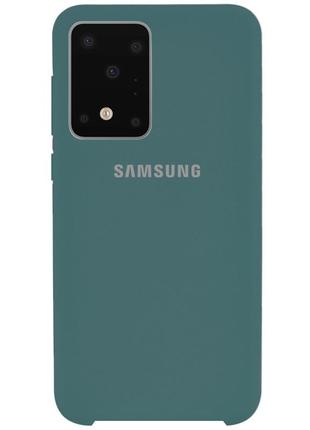Силиконовый зеленый чехол накладка софт тач silicone cover для samsung s20 ultra