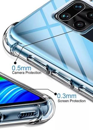 Прозрачный силиконовый противоударный чехол антишок для xiaomi redmi note 9