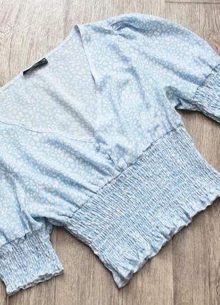 Шифонова блуза-топ футболка на резинці з об'ємними рукавами від shein2 фото