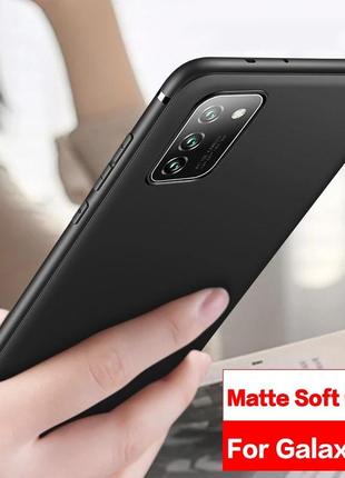 Силиконовый черный тонкий матовый чехол для самсунг с20