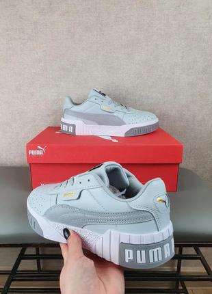 Женские кросы серо-белые puma cali grey white для улицы. серые кроссовки репл. пума кали повседневные для9 фото