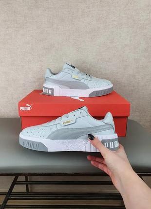 Женские кросы серо-белые puma cali grey white для улицы. серые кроссовки репл. пума кали повседневные для4 фото