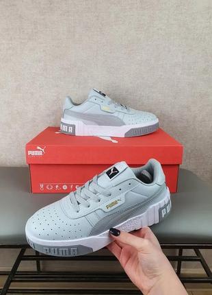 Женские кросы серо-белые puma cali grey white для улицы. серые кроссовки репл. пума кали повседневные для1 фото