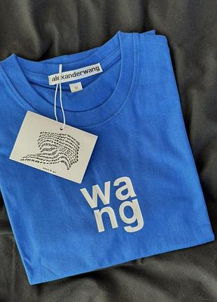Синяя футболка хлопковая футболка женская оверсайс alexander wang стильная футболка