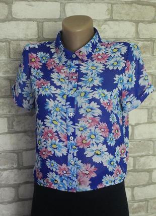 Укороченная летняя шифоновая рубашка в цветы от new look