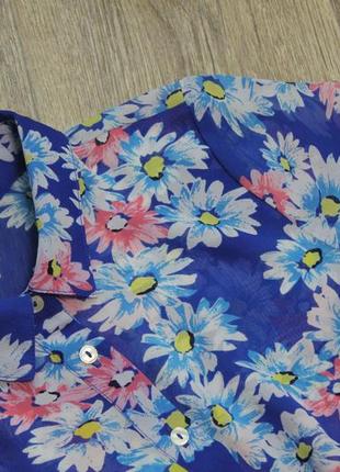 Укороченная летняя шифоновая рубашка в цветы от new look3 фото