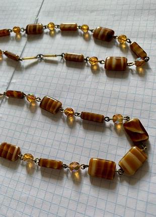 Винтажное редкое длинное чехословацкое ожерелье из художественного стекла7 фото