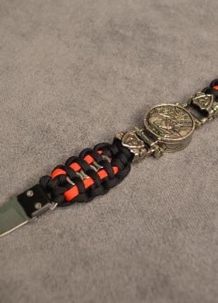 Браслет з козаком плетіння механік у мельхіорі з індивідуальним гравіюванням на ножі + брелок у подарунок