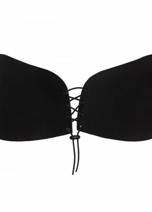 Невидимый силиконовый бюстгальтер lesko fly bra xt-003 черный c рush up бабочка