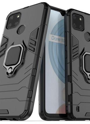 Чехол fiji ring для realme c21y бронированный бампер с кольцом черный