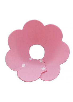 Мягкий воротник-подушка для кошек lesko dt-1063 flower m pink послеоперационный защитный от вылизывания