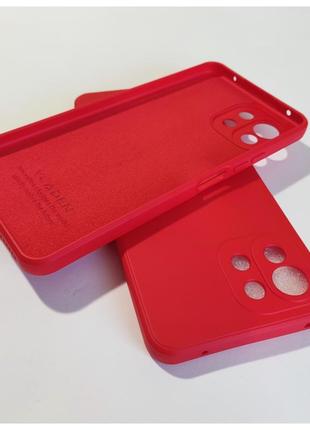 Силіконовий чохол мікрофібра для xiaomi mi 11 lite червоний