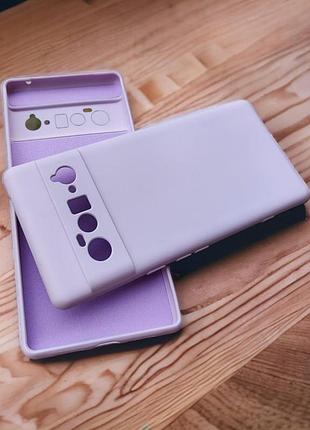 Google pixel 6 pro чехол силиконовый микрофибра silicone case lavender grey