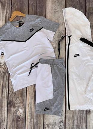 Спортивный костюм nike + ветровка, летний мужской спортивный набор турецкая двунитка, живые фото