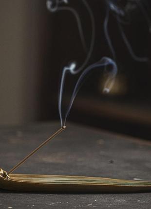 Підставка для пахощів ароматичних паличок бамбуковий лист коричнева