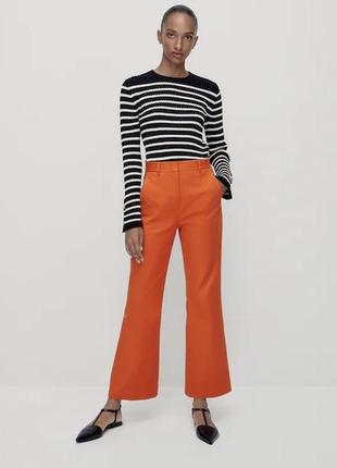 Оранжевые классические брюки брюки massimo dutti flare pants