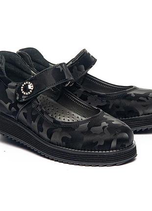 Ортопедические туфли для девочки (арт.leo-1285) theo leo (турция) (черный, 30)