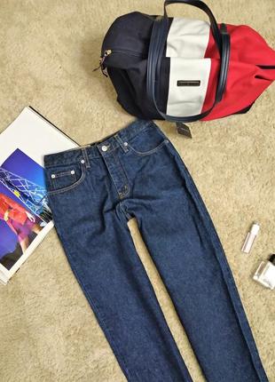Синие джинсы mom синие, 100% коттон