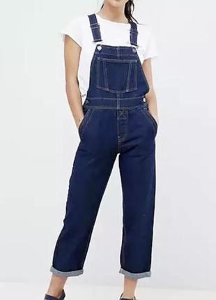 Джинсовый комбинезон asos petite синий женский базовый классический