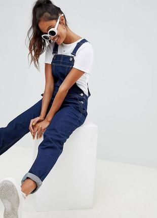 Джинсовый комбинезон asos petite синий женский базовый классический